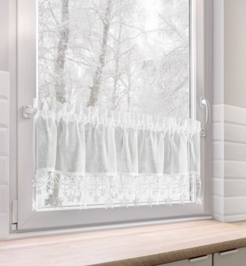 Zazdrostka biała z etaminy zdobiona świątecznymi gwiazdkami 150x30 cm tunel - XMAS