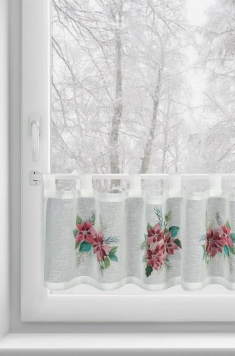 Zazdrostka świąteczna biało, czerwona zdobiona nadrukiem gwiazd betlejemskich 150x30 cm szelki - XSMAS 3