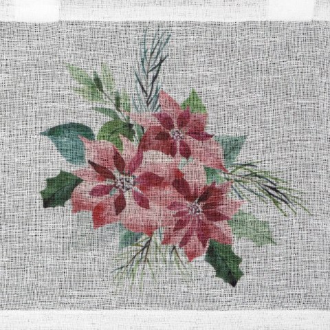 Zazdrostka świąteczna biało, czerwona zdobiona nadrukiem gwiazd betlejemskich 150x30 cm szelki - XSMAS 3