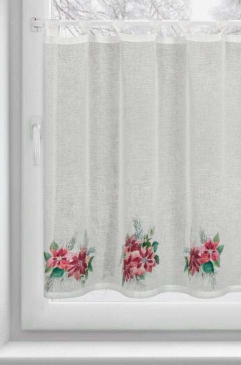 Zazdrostka świąteczna biało, czerwona zdobiona nadrukiem gwiazd betlejemskich 150x90 cm szelki - XSMAS 3