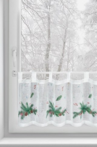 Zazdrostka biało, zielona z etaminy zdobiona świątecznym nadrukiem 150x30 cm szelki - XMAS 4