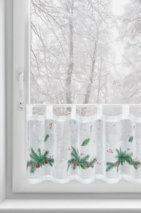 Zazdrostka biało, zielona z etaminy zdobiona świątecznym nadrukiem 150x30 cm szelki - XMAS 4