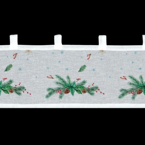Zazdrostka biało, zielona z etaminy zdobiona świątecznym nadrukiem 150x30 cm szelki - XMAS 4