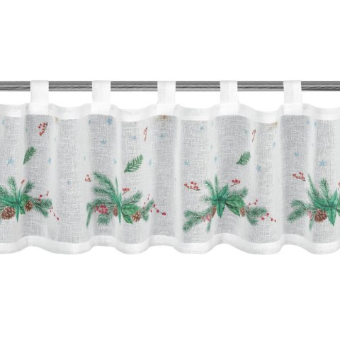 Zazdrostka biało, zielona z etaminy zdobiona świątecznym nadrukiem 150x30 cm szelki - XMAS 4