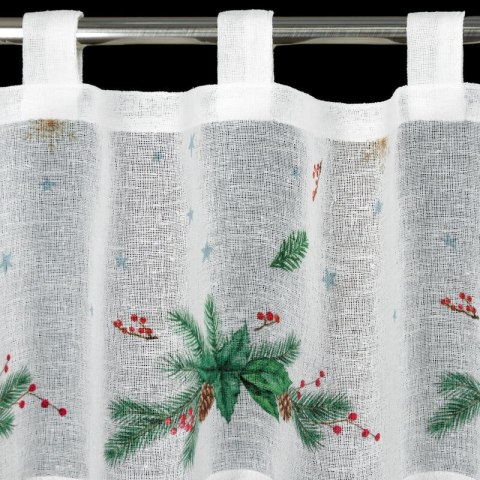 Zazdrostka biało, zielona z etaminy zdobiona świątecznym nadrukiem 150x30 cm szelki - XMAS 4