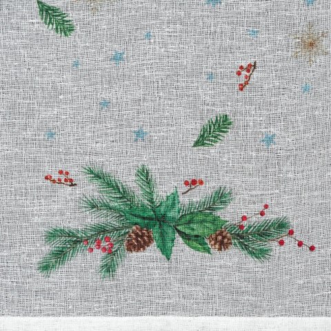 Zazdrostka biało, zielona z etaminy zdobiona świątecznym nadrukiem 150x30 cm szelki - XMAS 4
