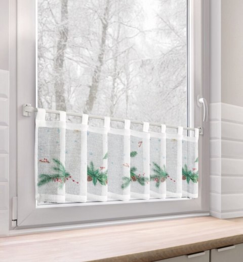 Zazdrostka biało, zielona z etaminy zdobiona świątecznym nadrukiem 150x30 cm szelki - XMAS 4