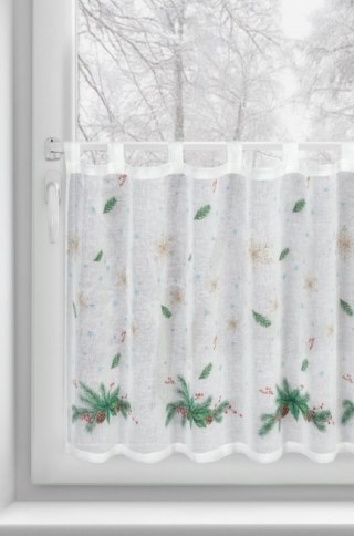 Zazdrostka biało, zielona z etaminy zdobiona świątecznym nadrukiem 150x60 cm szelki - XMAS 4