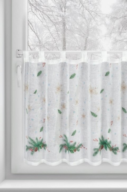 Zazdrostka biało, zielona z etaminy zdobiona świątecznym nadrukiem 150x60 cm szelki - XMAS 4