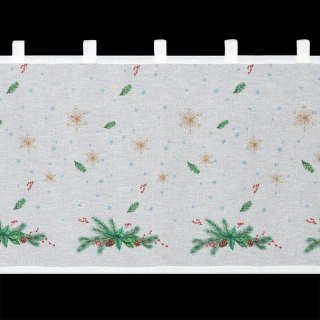 Zazdrostka biało, zielona z etaminy zdobiona świątecznym nadrukiem 150x60 cm szelki - XMAS 4
