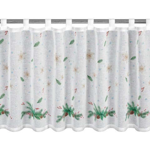 Zazdrostka biało, zielona z etaminy zdobiona świątecznym nadrukiem 150x60 cm szelki - XMAS 4