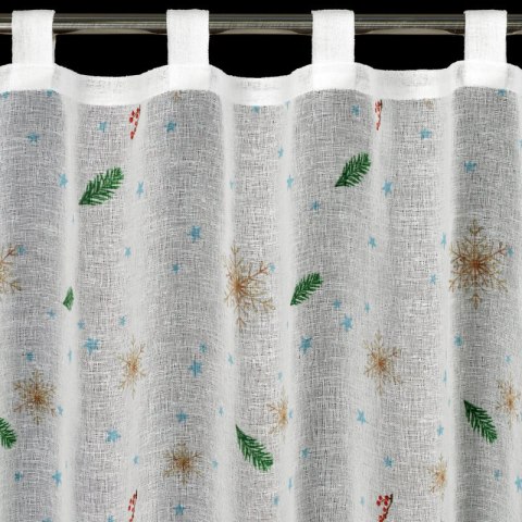 Zazdrostka biało, zielona z etaminy zdobiona świątecznym nadrukiem 150x60 cm szelki - XMAS 4