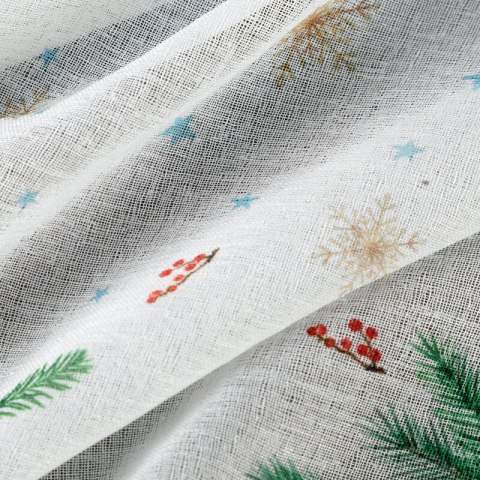 Zazdrostka biało, zielona z etaminy zdobiona świątecznym nadrukiem 150x60 cm szelki - XMAS 4