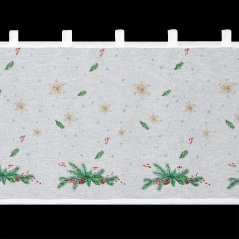 Zazdrostka biało, zielona z etaminy zdobiona świątecznym nadrukiem 150x60 cm szelki - XMAS 4