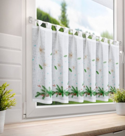 Zazdrostka biało, zielona z etaminy zdobiona świątecznym nadrukiem 150x60 cm szelki - XMAS 4