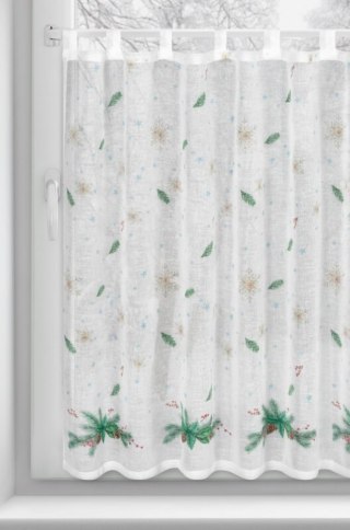 Zazdrostka biało, zielona z etaminy zdobiona świątecznym nadrukiem 150x90 cm szelki - XMAS 4