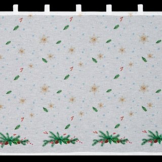 Zazdrostka biało, zielona z etaminy zdobiona świątecznym nadrukiem 150x90 cm szelki - XMAS 4