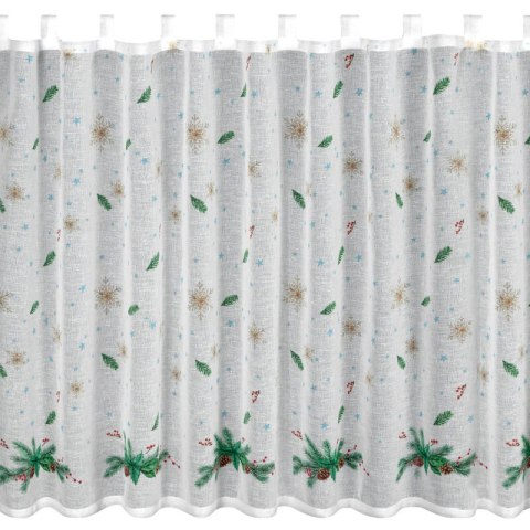 Zazdrostka biało, zielona z etaminy zdobiona świątecznym nadrukiem 150x90 cm szelki - XMAS 4