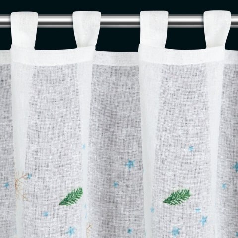 Zazdrostka biało, zielona z etaminy zdobiona świątecznym nadrukiem 150x90 cm szelki - XMAS 4