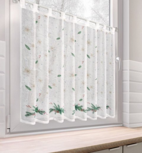 Zazdrostka biało, zielona z etaminy zdobiona świątecznym nadrukiem 150x90 cm szelki - XMAS 4