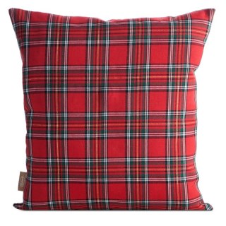 Poszewka na poduszkę świąteczna 45x45 cm czerwono, srebrna zdobiona aplikacja skrzata