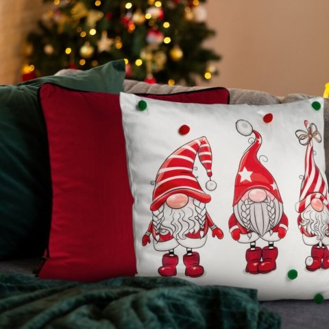 Poszewka na poduszkę świąteczna 45x45 cm z motywem skrzatów