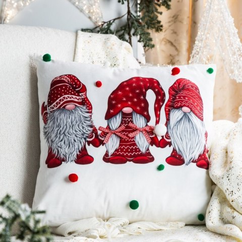 Poszewka na poduszkę świąteczna 45x45 cm z motywem skrzatów