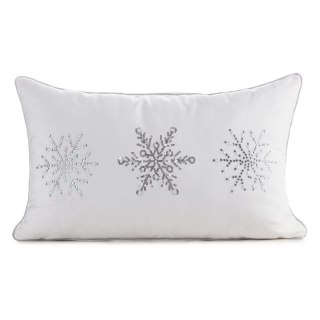 Poszewka na poduszkę świąteczna 30x50 cm biało, srebrna zdobiona diamencikami