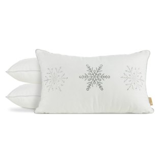 Poszewka na poduszkę świąteczna 30x50 cm biało, srebrna zdobiona diamencikami