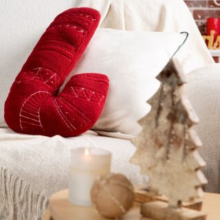 Poduszka świąteczna laska cukrowa 27x46 cm z tkaniny typu bukla czerwono, biała