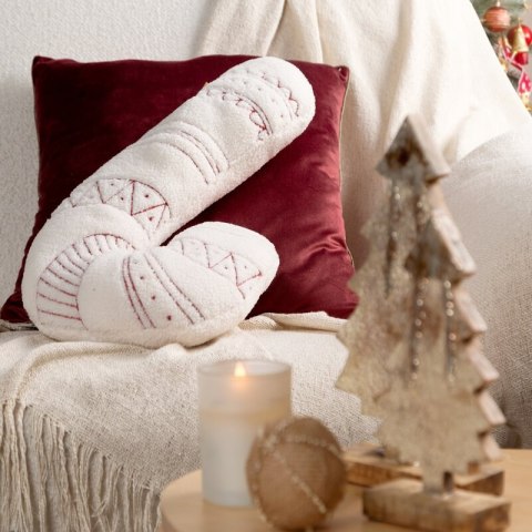 Poduszka świąteczna laska cukrowa 27x46 cm z tkaniny typu bukla biało, czerwona