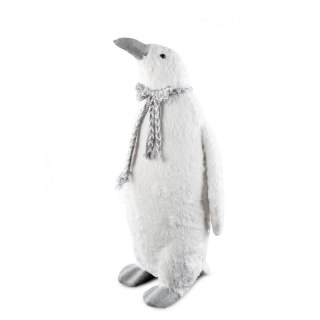 Urocza duża figurka świąteczna PINGWIN w plecionym szaliku z lśniącymi drobinkami