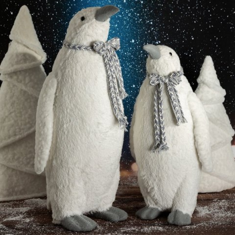 Urocza duża figurka świąteczna PINGWIN w plecionym szaliku z lśniącymi drobinkami