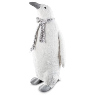 Urocza duża figurka świąteczna PINGWIN w plecionym szaliku z lśniącymi drobinkami