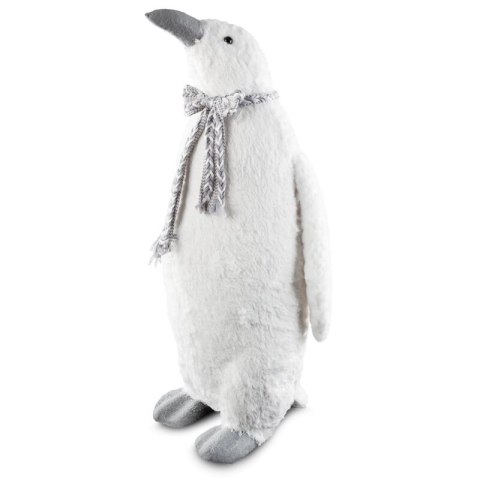 Urocza duża figurka świąteczna PINGWIN w plecionym szaliku z lśniącymi drobinkami