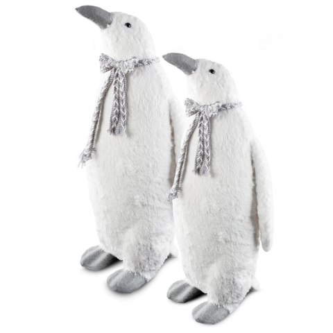 Urocza duża figurka świąteczna PINGWIN w plecionym szaliku z lśniącymi drobinkami