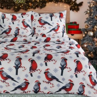 Pościel świąteczna 140x200 cm, kolor biało, czerwony zdobiona nadrukiem świątecznym MELODY
