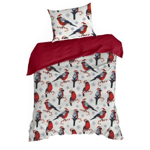Pościel świąteczna 140x200 cm, kolor biało, czerwony zdobiona nadrukiem świątecznym MELODY