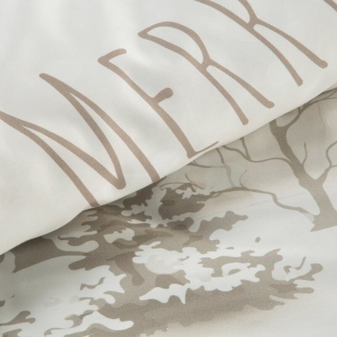 Pościel świąteczna 140x200 cm kolor beżowy, biały z subtelnym nadrukiem SNOWFLAKE
