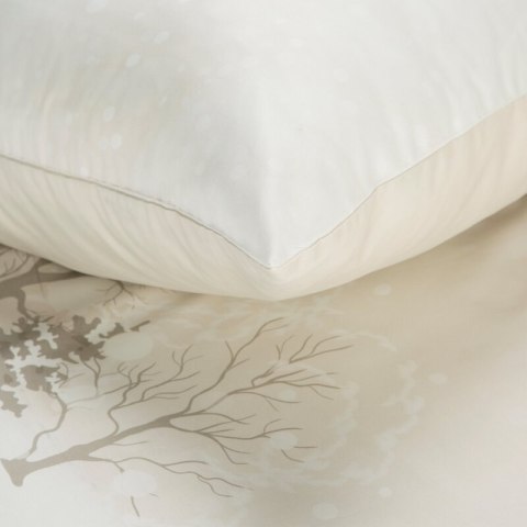 Pościel świąteczna 140x200 cm kolor beżowy, biały z subtelnym nadrukiem SNOWFLAKE