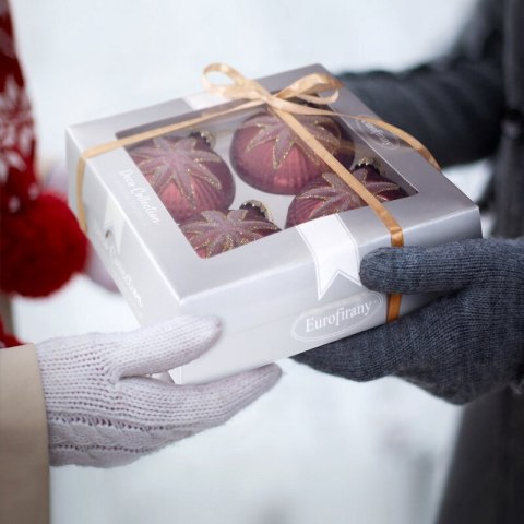 BOMBKA CHOINKOWA SZKLANA 8 X 4 CM BORDOWY