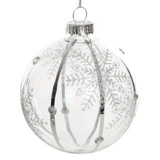 BOMBKA CHOINKOWA SZKLANA FI 10 CM SREBRNY