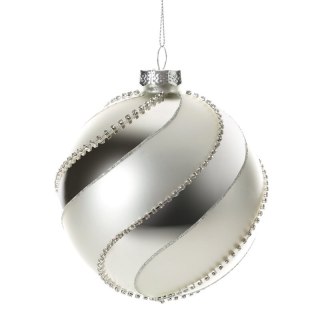 BOMBKA CHOINKOWA SZKLANA O 10 CM SREBRNY