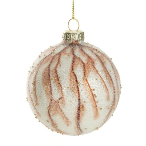 BOMBKA CHOINKOWA SZKLANA O 8 CM BIAŁY