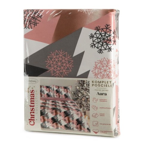 KOMPLET POŚCIELI ŚWIATECZNEJ AURA 140 X 200 CM RÓŻOWY