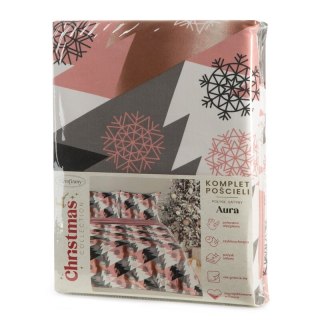 KOMPLET POŚCIELI ŚWIATECZNEJ AURA 160 X 200 CM RÓŻOWY