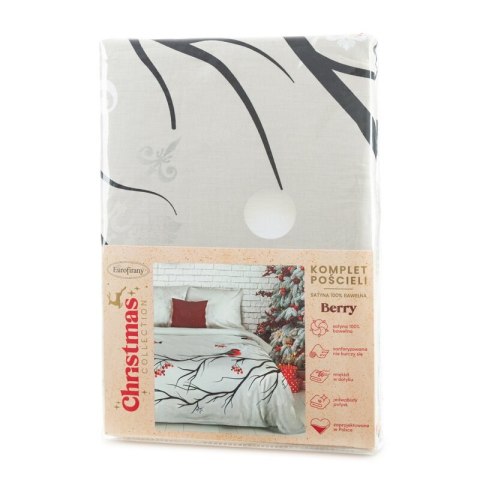KOMPLET POŚCIELI ŚWIATECZNEJ BERRY 140 X 200 CM BIAŁY