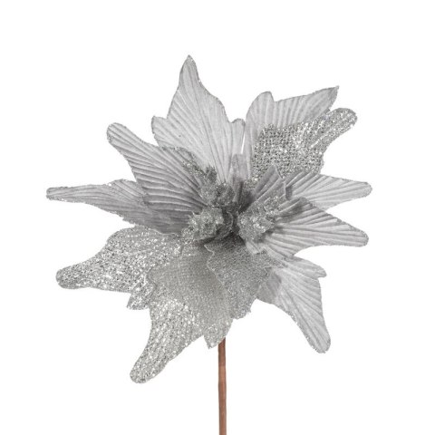 KWIAT ŚWIĄTECZNY DEKORACYJNY 108 25 X 15 CM SREBRNY