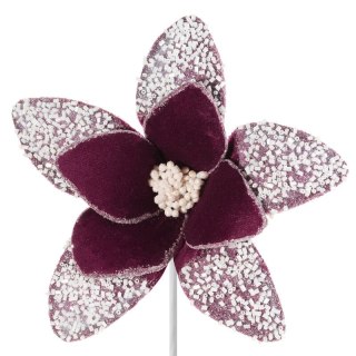 KWIAT ŚWIĄTECZNY DEKORACYJNY 15C O 20 CM BORDOWY