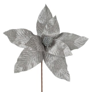 KWIAT ŚWIĄTECZNY DEKORACYJNY 200 O 30 CM SREBRNY